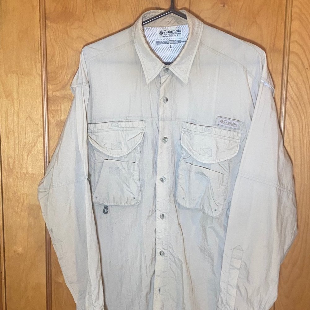 Columbia PFG Shirt - Tan - Large - Mens